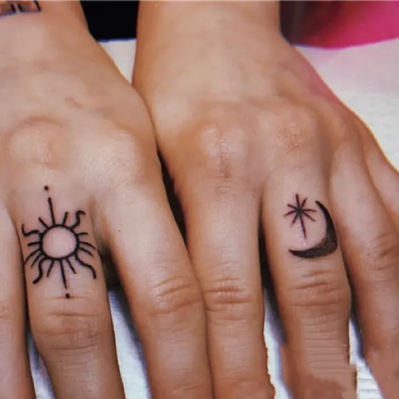 Realistic Sun And Moon Tattoo