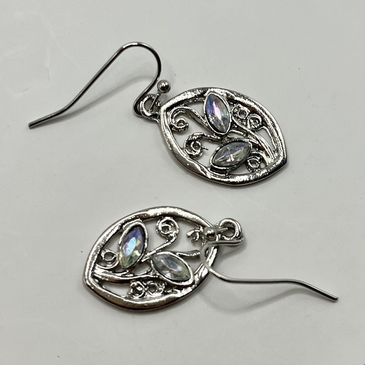 Europe And America Creative Leaves Embedded Colorful Moonstone Earrings Women