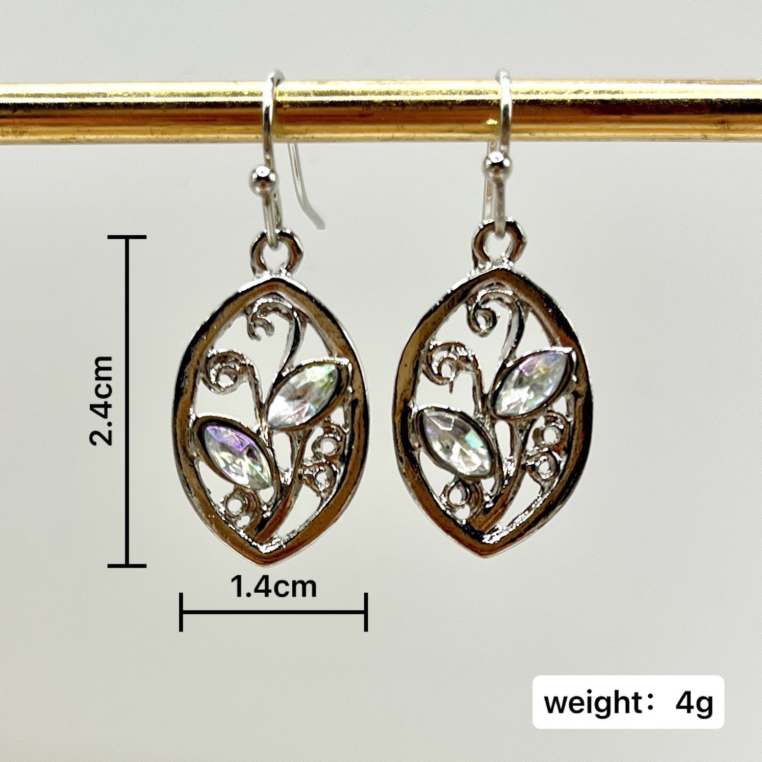 Europe And America Creative Leaves Embedded Colorful Moonstone Earrings Women