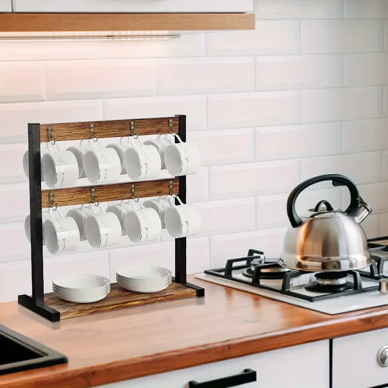 Wall Mounted Mug Rack With Shelf
