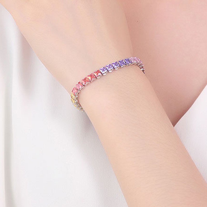 Electroplated Real Platinum Long-lasting Color-retaining Square Diamond Bracelet