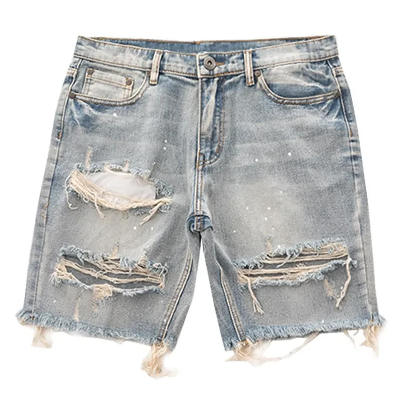 Mens Destroyed Denim Shorts