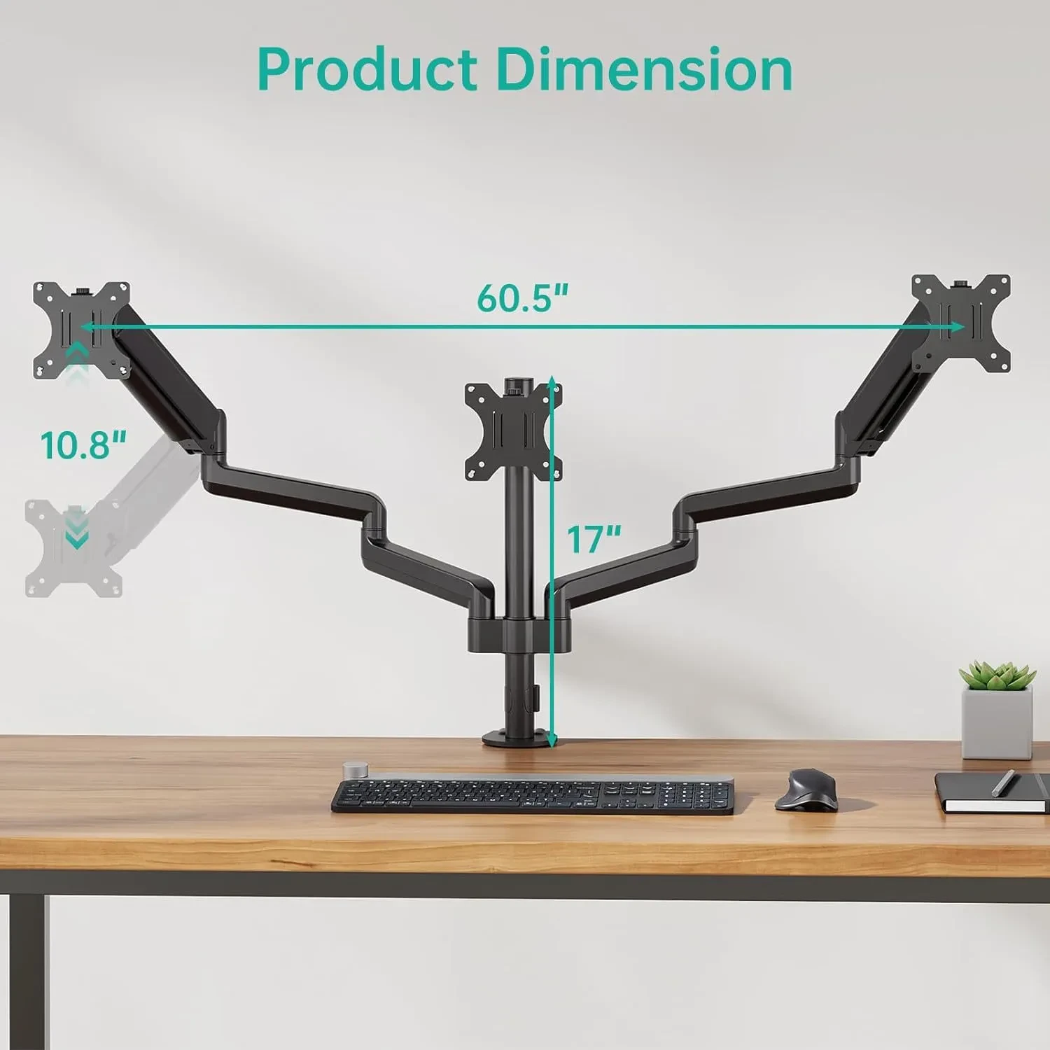 Suitable For 27-inch Screen Three-arm Gas Spring With Advanced Computer Monitor Holder Arm