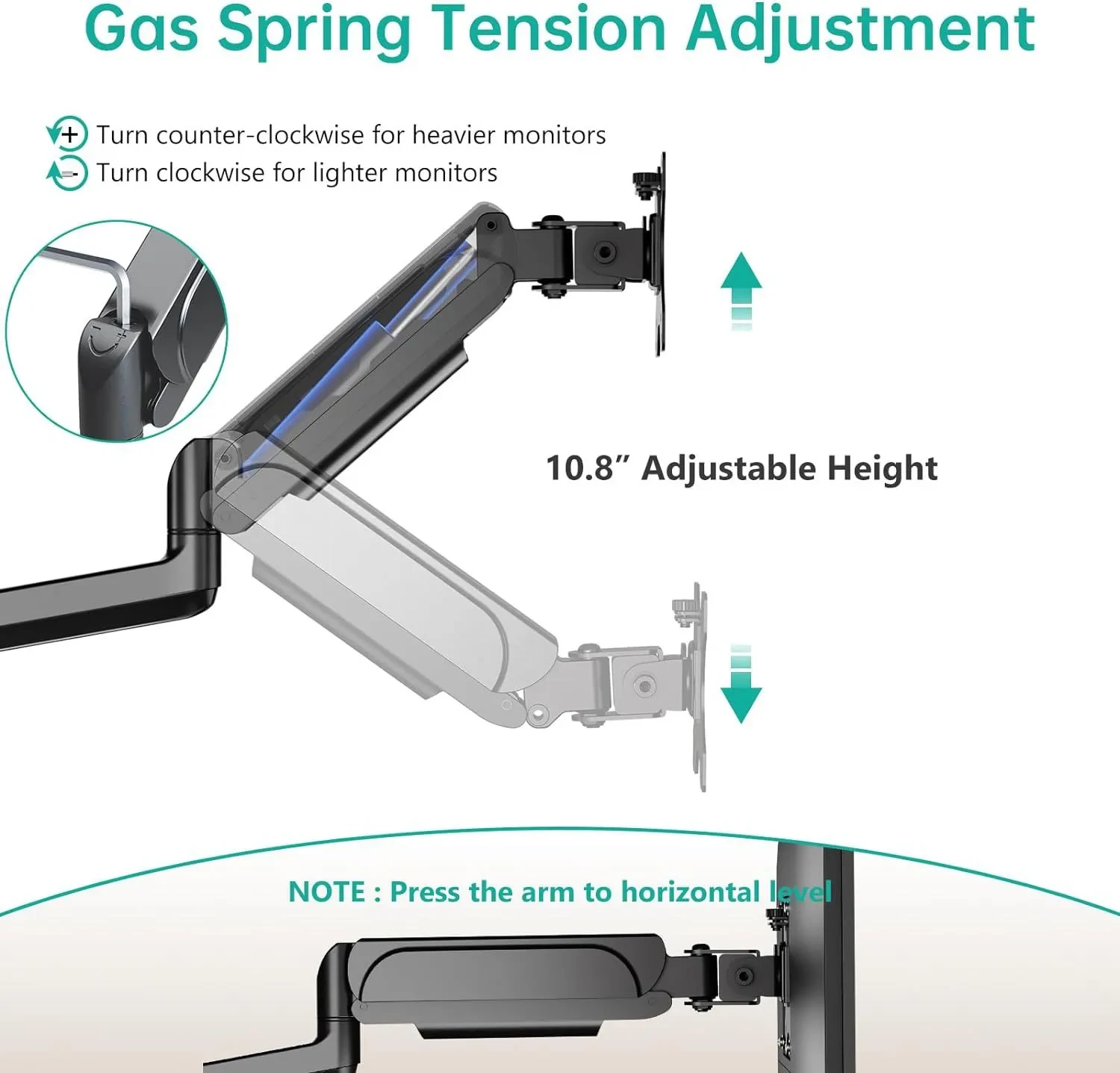 Suitable For 27-inch Screen Three-arm Gas Spring With Advanced Computer Monitor Holder Arm