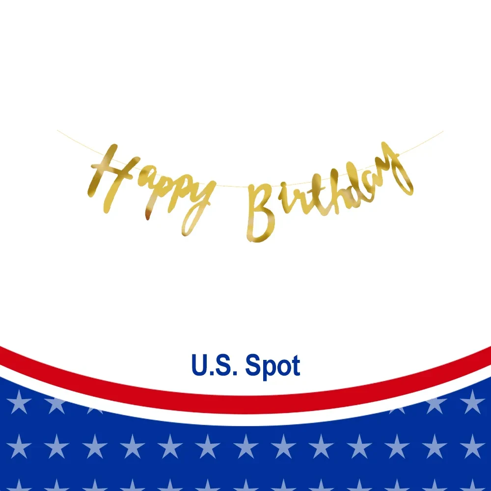 Golden English Happy Birthday Birthday Banner 2.5m