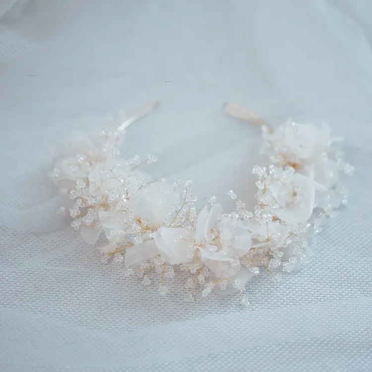 Vintage Beaded Hair Band Forest Flower
