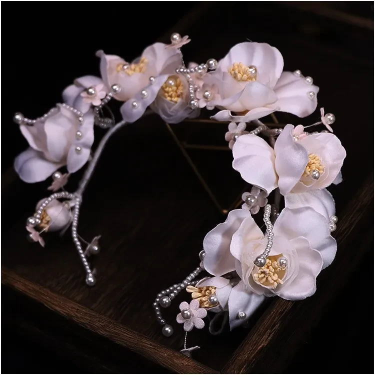 Handmade Beaded Petal Hair Band For The Bride