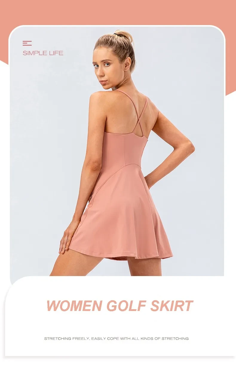 Women Tennis Yoga Skirt High Stretch Soft Nylon Sports Badminton Golf Dress And Fitness Shorts 2 Pcs Set Workout Casual Clothing