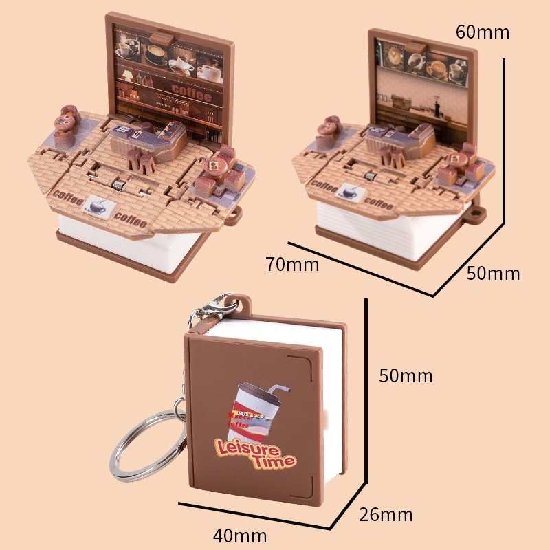 3D Three-dimensional Folding Pop-up Book Keychain Toy
