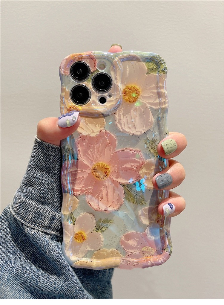 Silicone Drop-resistant Oil Painting Flower Phone Case