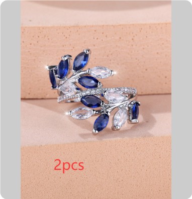 Horse Eye Zircon Leaf Ring Fashion All-match