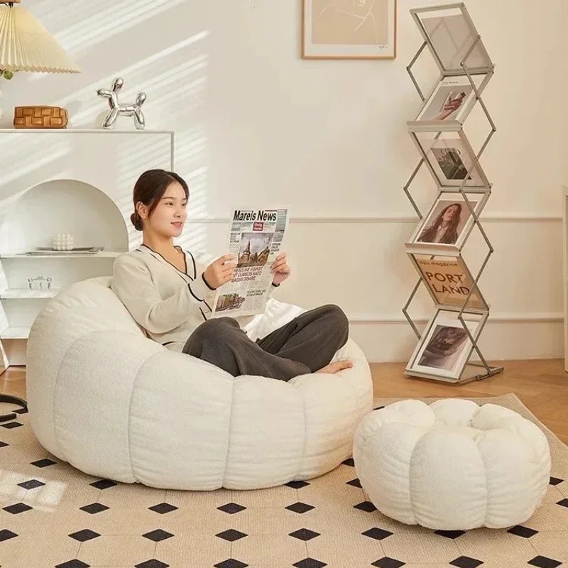 Relaxing Balcony Sofa Chair: Modern Lazy Sofa with Footstool for Cozy Comfort