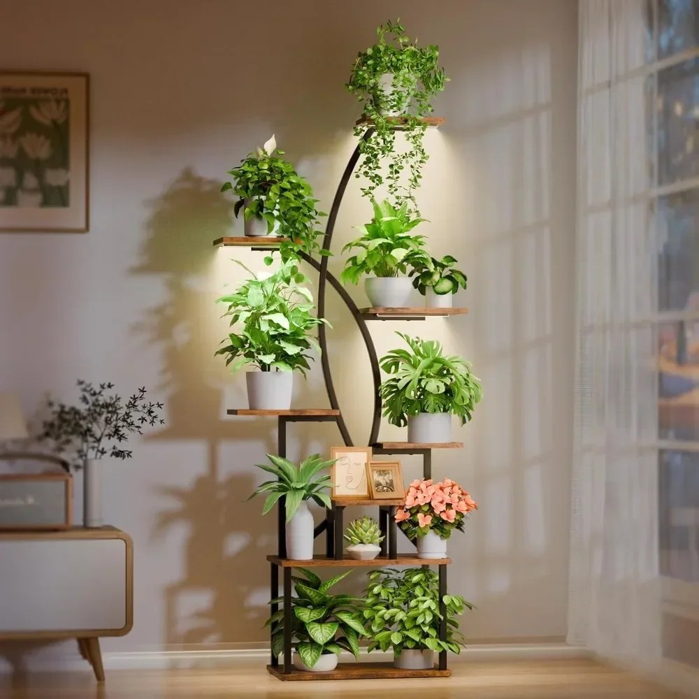 Large Plant Shelves Metal Curved Shape Display Rack