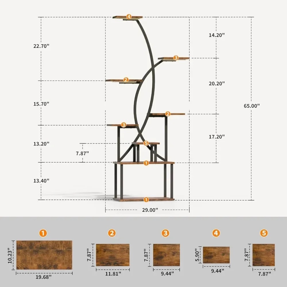 Large Plant Shelves Metal Curved Shape Display Rack