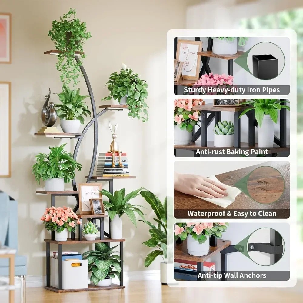 Large Plant Shelves Metal Curved Shape Display Rack