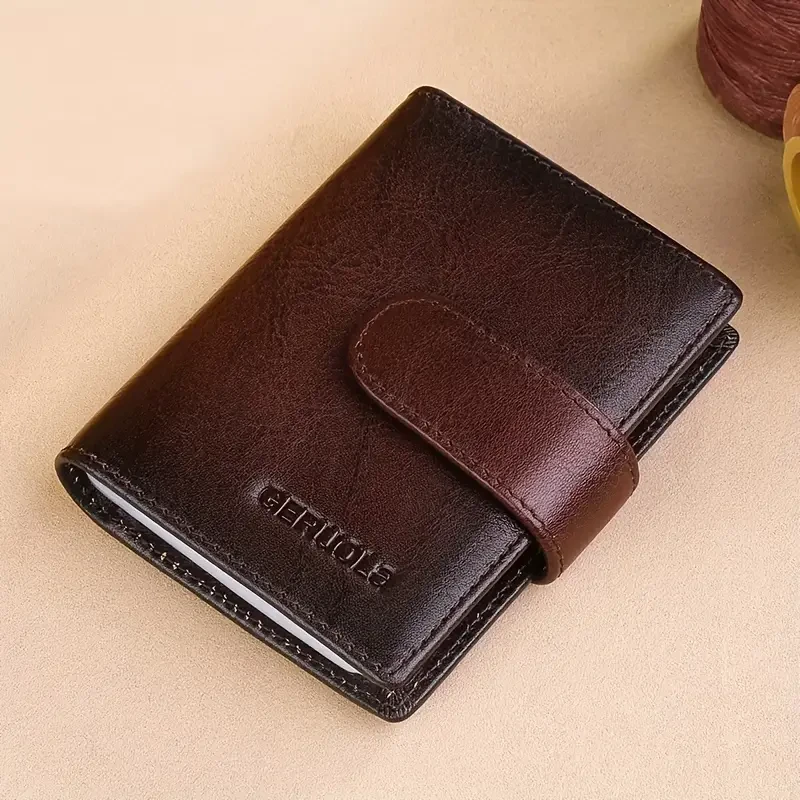 1pc Men's Retro Fashion Top Layer Cowhide Card Case  Durable Driving License Case, Casual Portable Coins Purse, Large Capacity Card Holder with Multiple Card Slots & ID Window