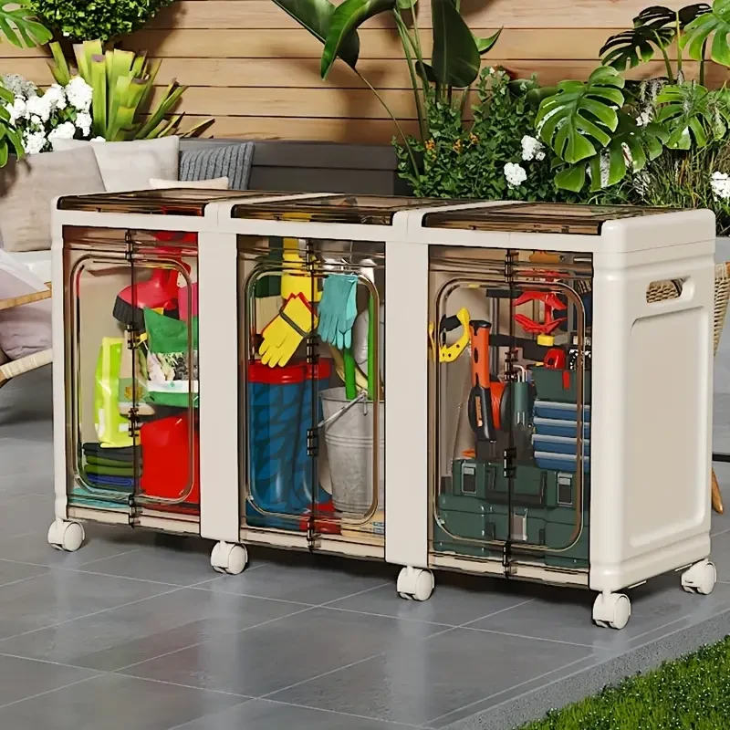 Life Proclamation 1-Pack Transparent Storage Cabinet with Wheels Large Capacity High Quality Plastic Organizer for Indoor/Outdoor Use