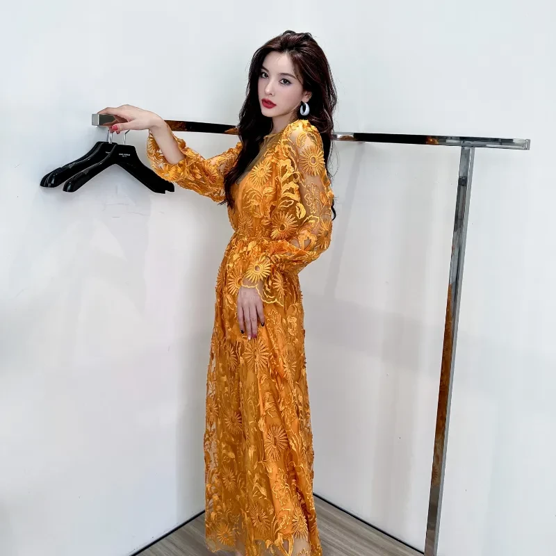 Lace Mesh Maxi Dress