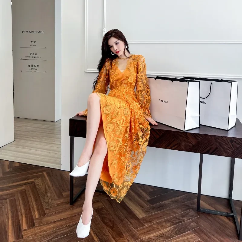 Lace Mesh Maxi Dress