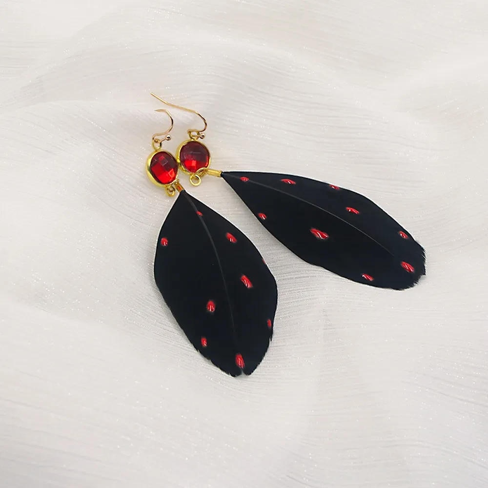Hal Black Feather Earrings Devil Wings