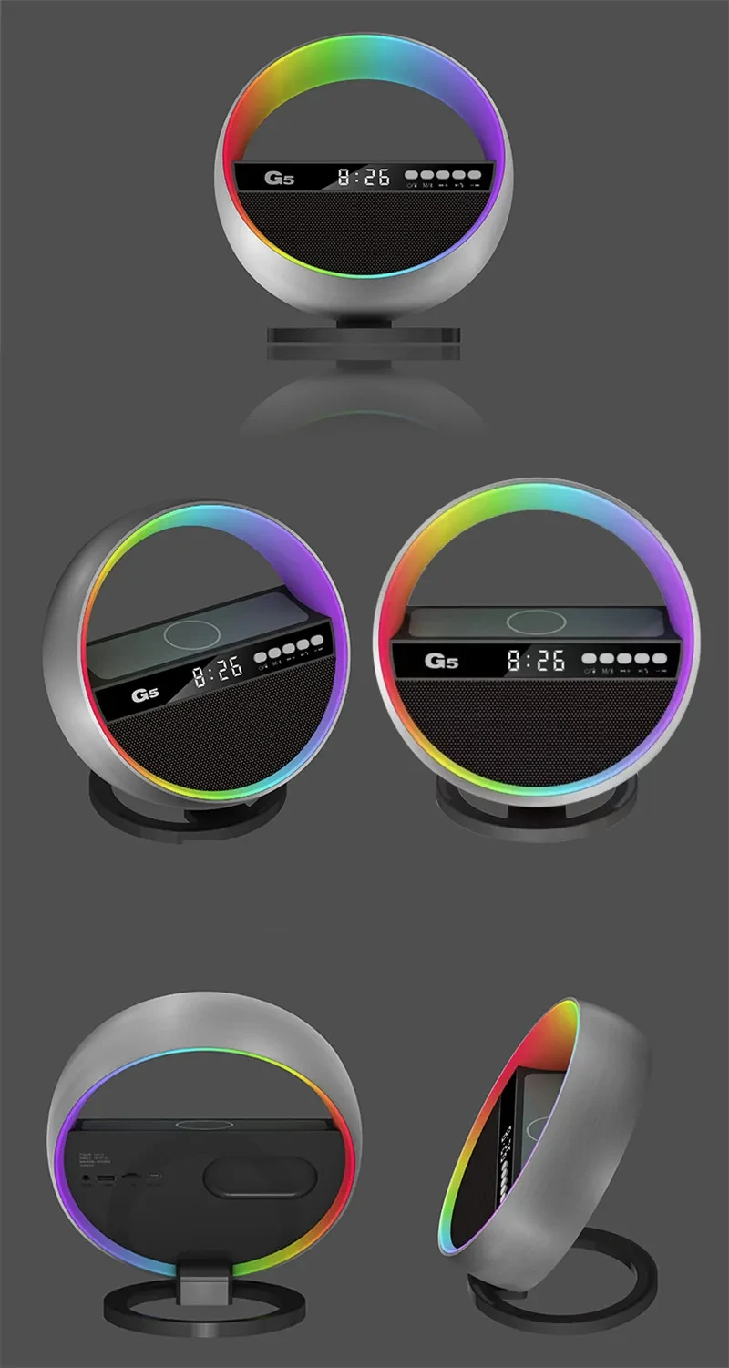 2024 New Multifunction RGB Night Light Wireless Charger Bluetooth-compatible Speaker Large G Ambience Light Home Decor