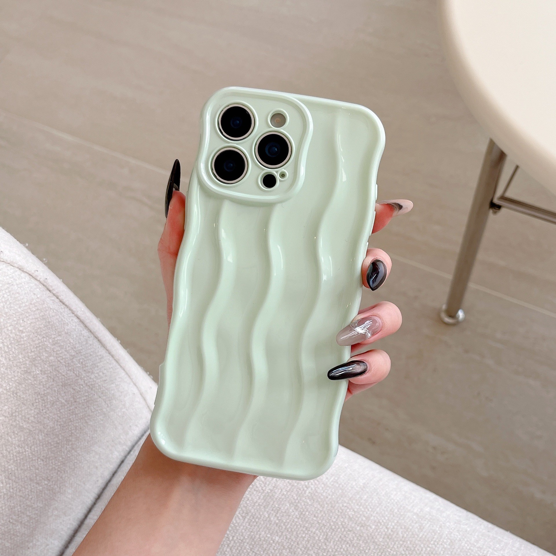Applicable Electroplating Three-dimensional Wave Stripe Phone Case Drop-resistant Protective Cover