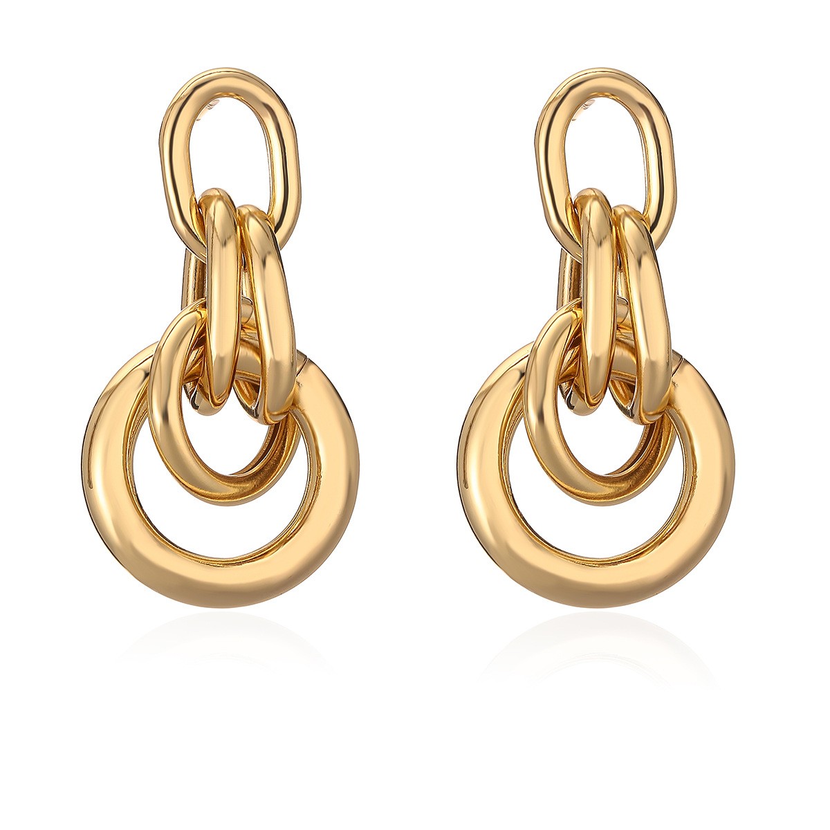 Real Gold Geometric Earrings For Women INS High-profile Temperament Wild