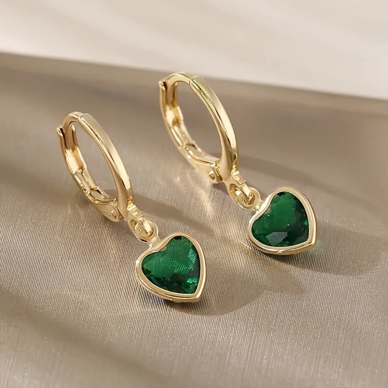 Elegant Colorful Heart-shaped Zircon Earrings Earrings All-match Earrings Women