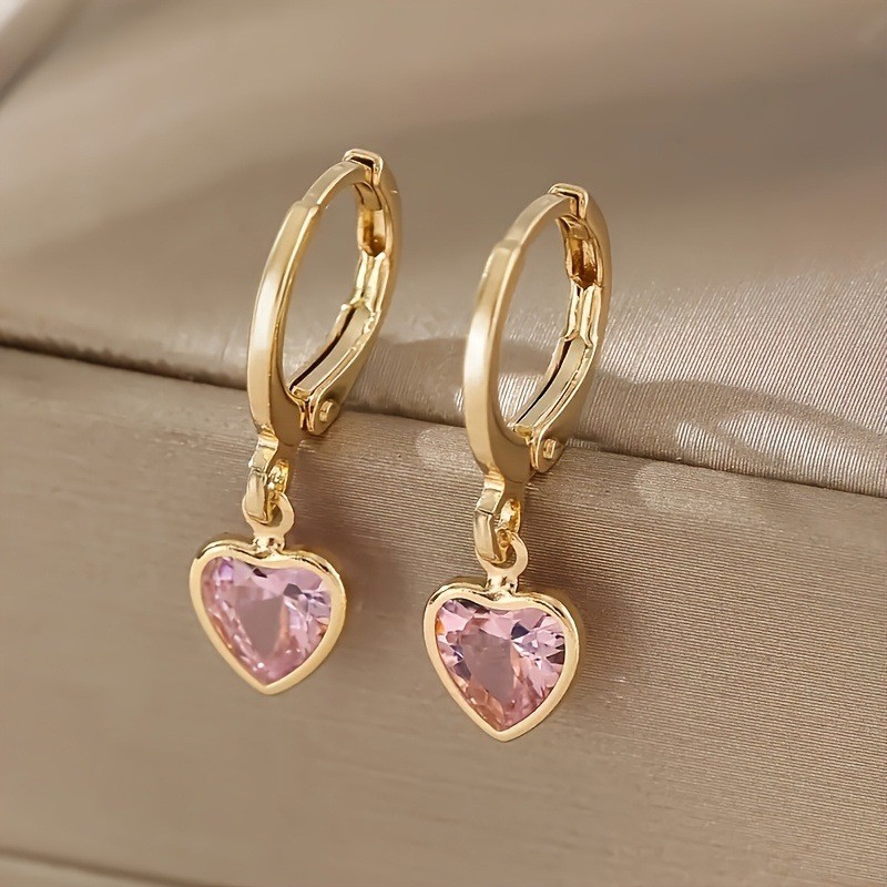 Elegant Colorful Heart-shaped Zircon Earrings Earrings All-match Earrings Women
