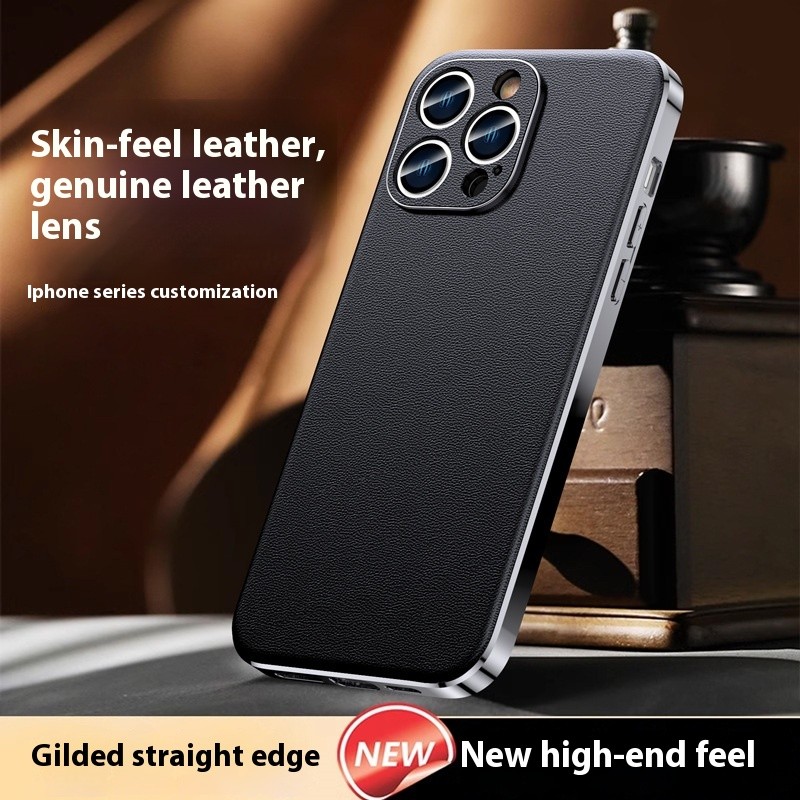 Plating Shell Simple Leather Phone Case Protective Case