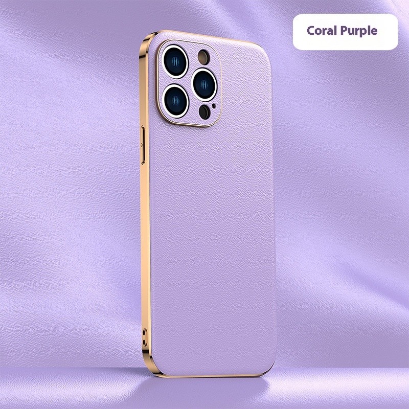 Plating Shell Simple Leather Phone Case Protective Case