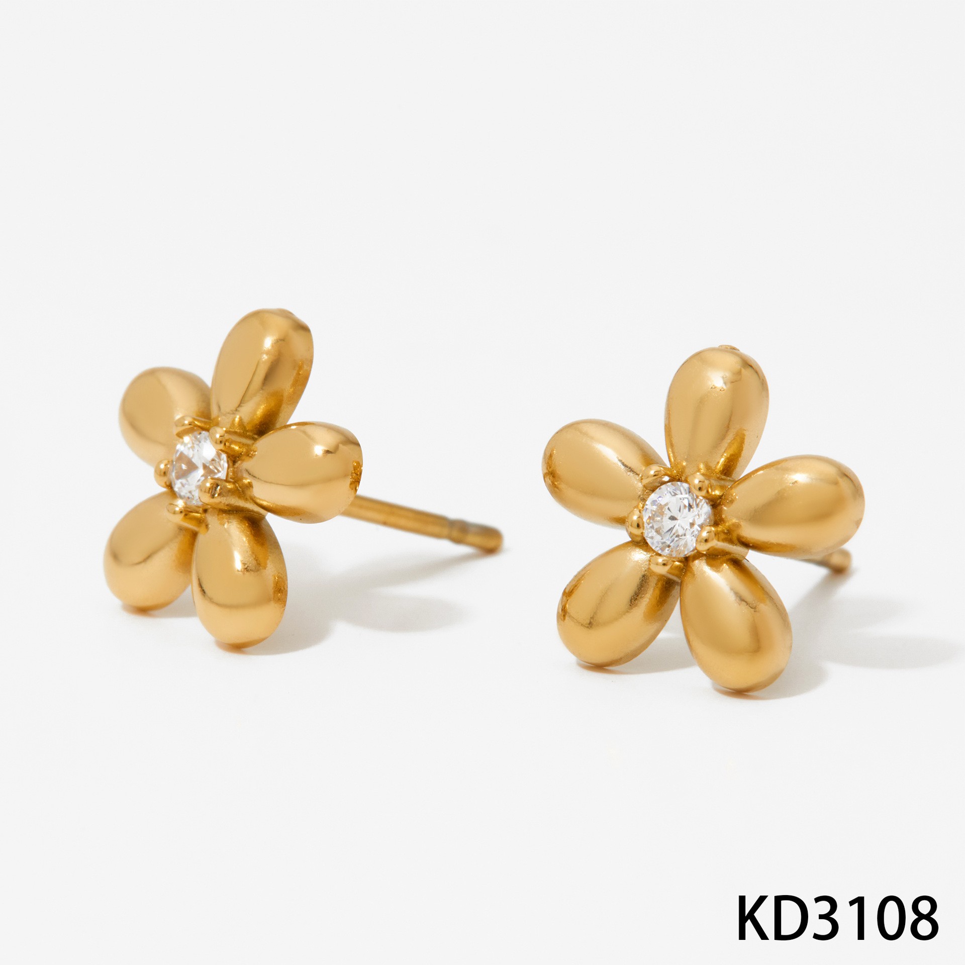 New Stainless Steel Flower Bracelet Necklace And Earring Suit Simple Fashion