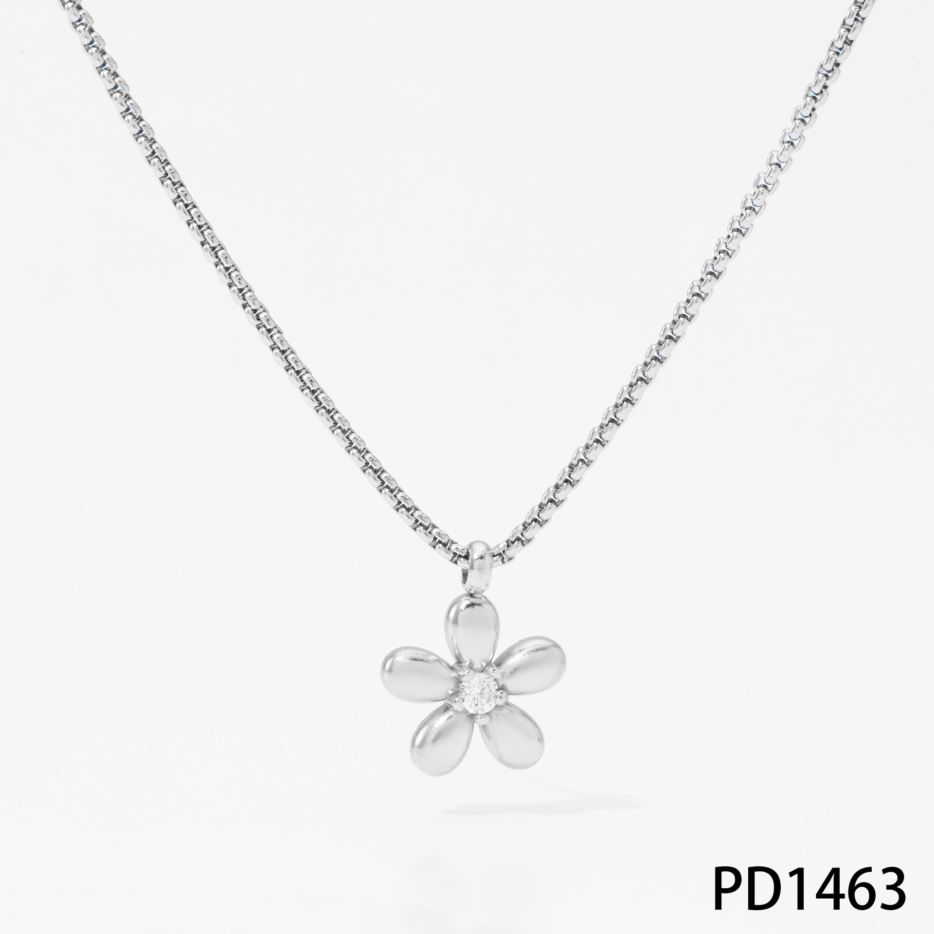 New Stainless Steel Flower Bracelet Necklace And Earring Suit Simple Fashion