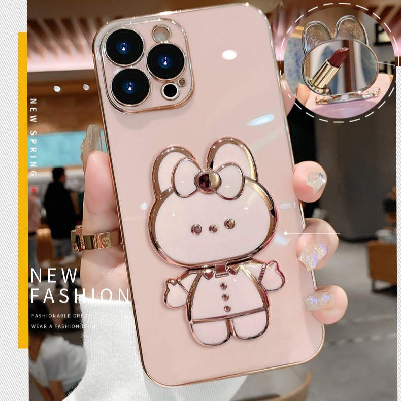 Creative Cartoon Rabbit Stand Mirror Phone Case