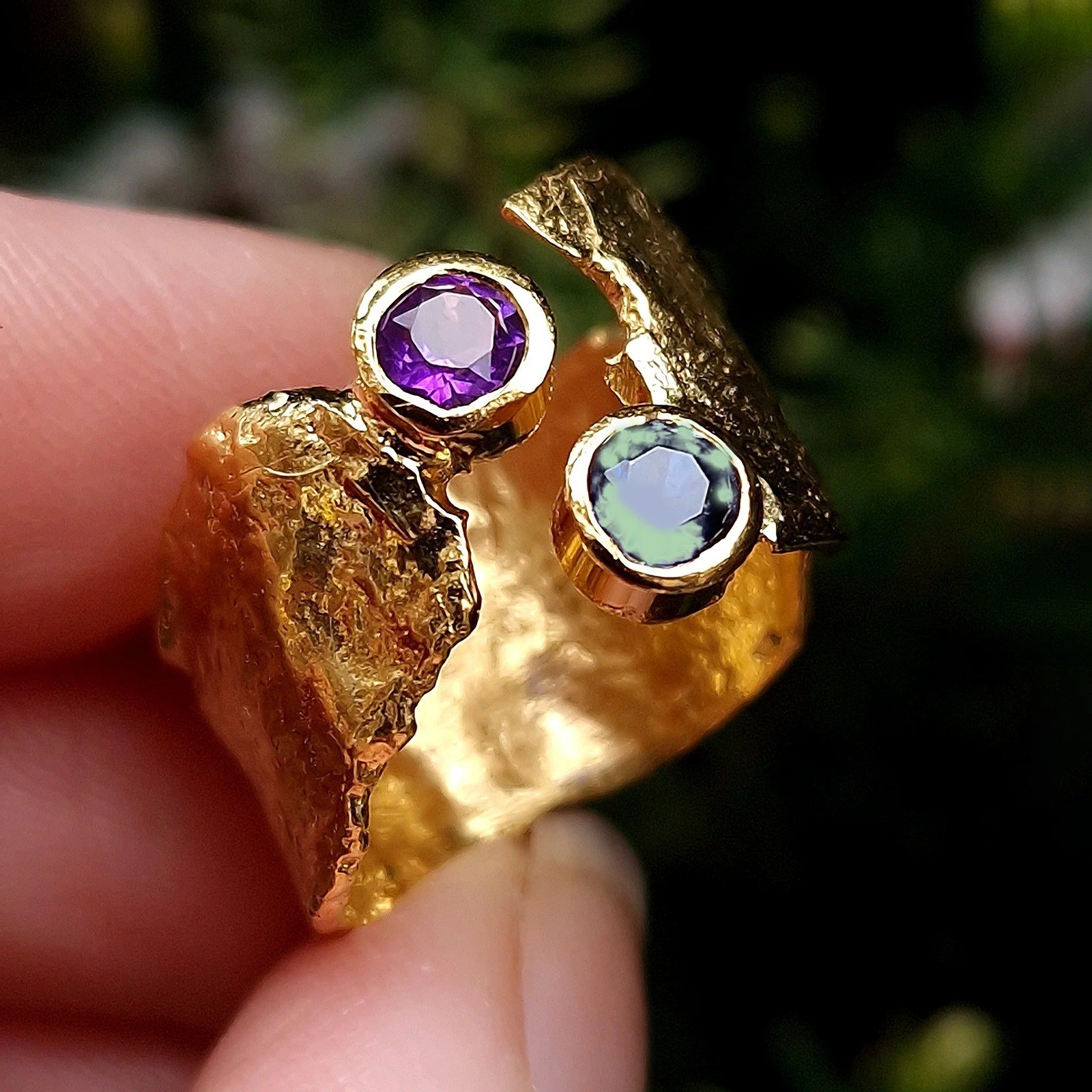 Real Gold Women's Ring Open Ring Retro Design