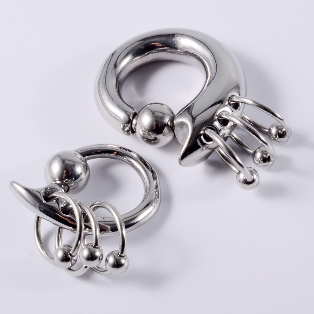 Stainless Steel Card Ball Nose Ring Hanging Ring Spring Earrings
