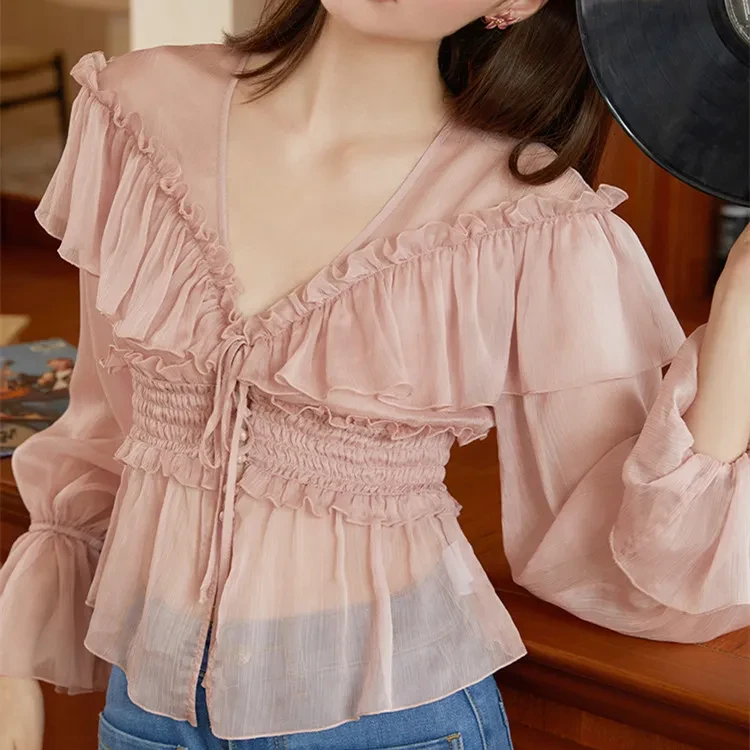 Women's Fashion French Wood Ear Edge Light And Versatile Sun Protection Shirt