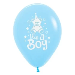 30cm It's A Boy Teddy Pastel Blue Latex Balloons - Pack of 25