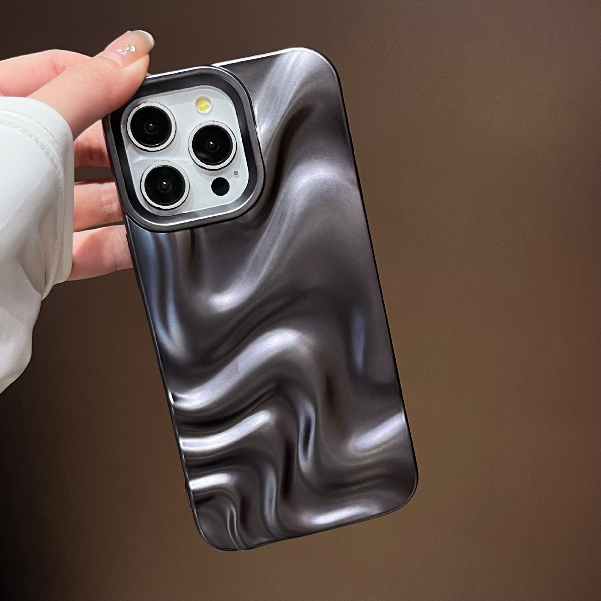 All-inclusive Matte Black Water Ripple Phone Case