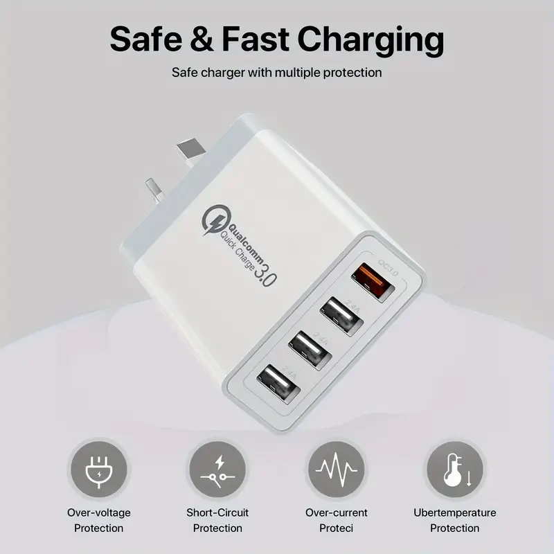 4-Port Fast Charge USB Wall Charger