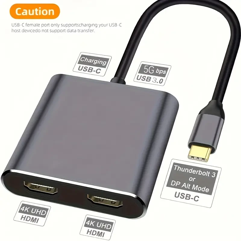 Type-C to Dual HDTV Adapter 4-in-1 Docking Station