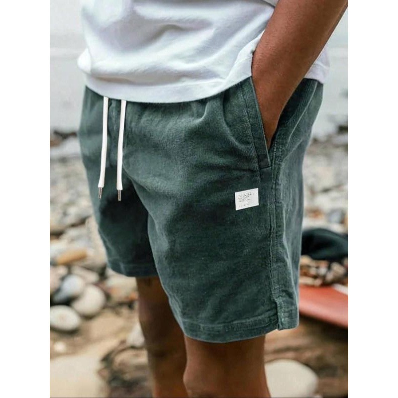 Men's Solid Color Letter Splicing Furcal Lower Hem Drawstring Belt