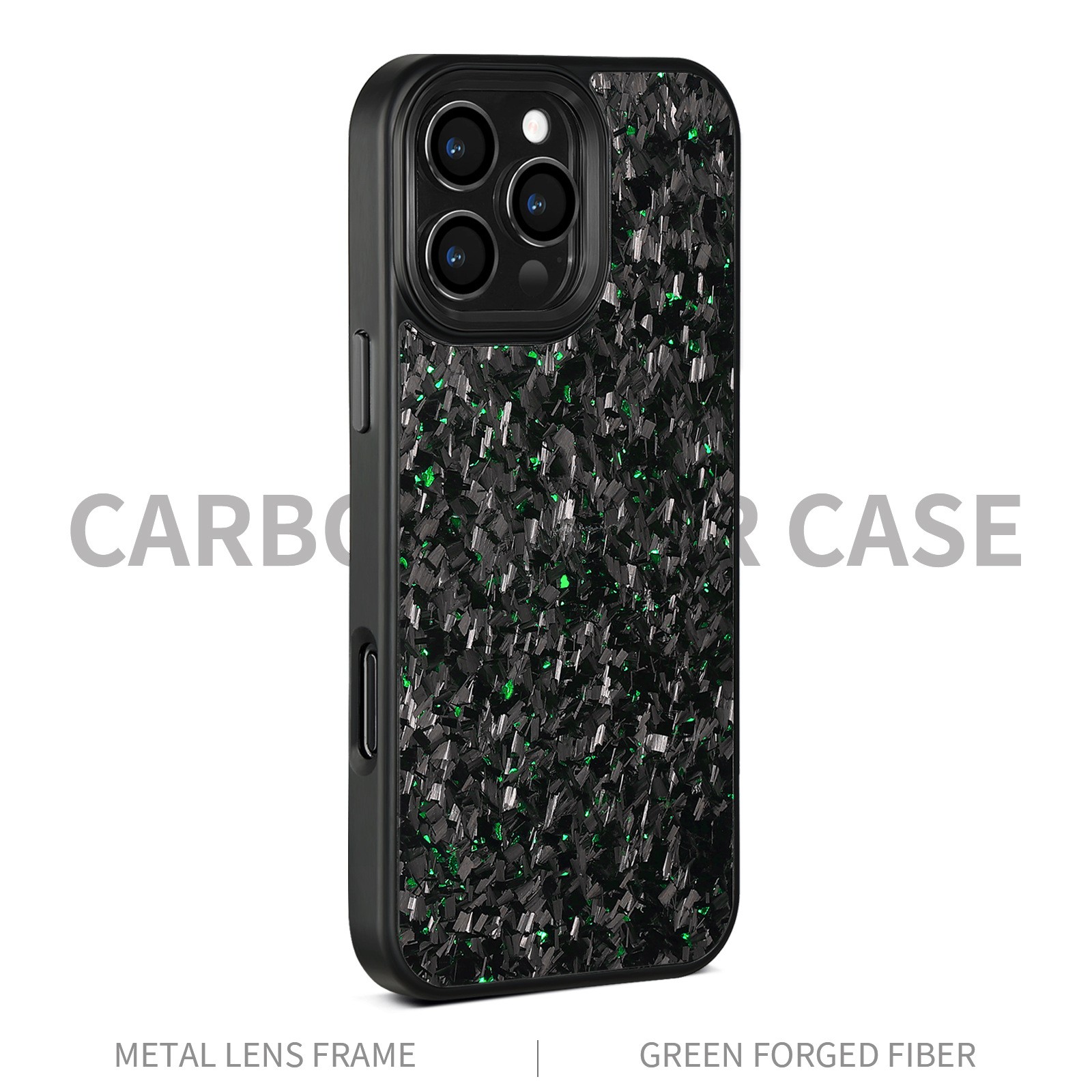 Black Metal Frame Phone Case Forged Carbon Fiber