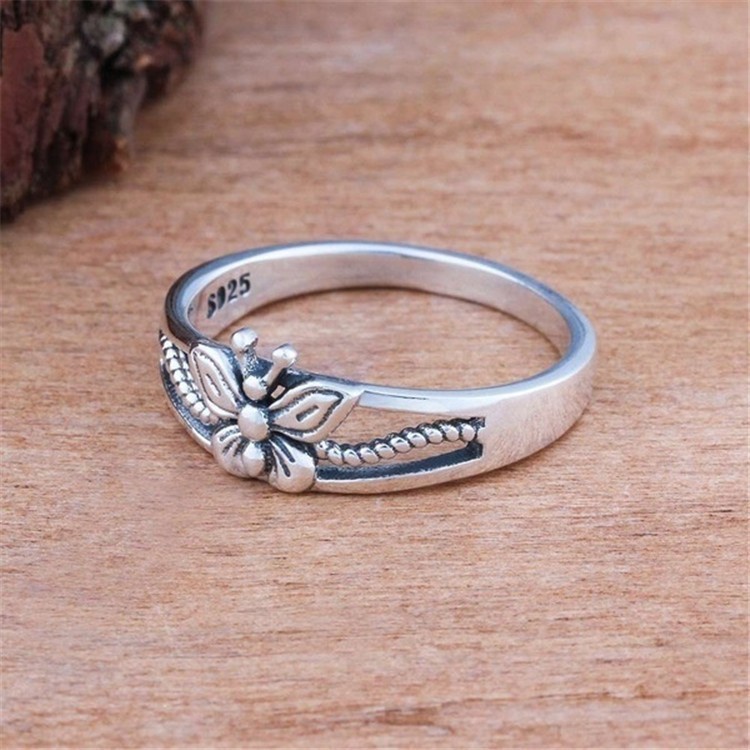 925 Thai Silver Butterfly Ring Entry Lux Women Vintage Ornament