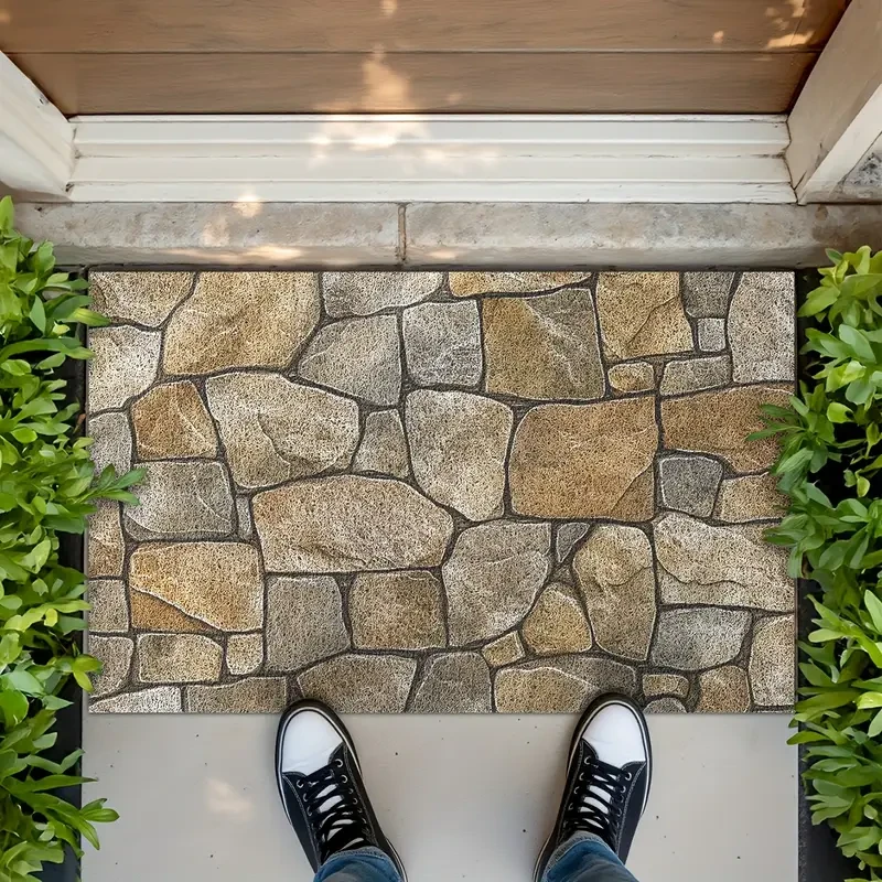 Entrance Mat with Imitation Stone Print Pattern