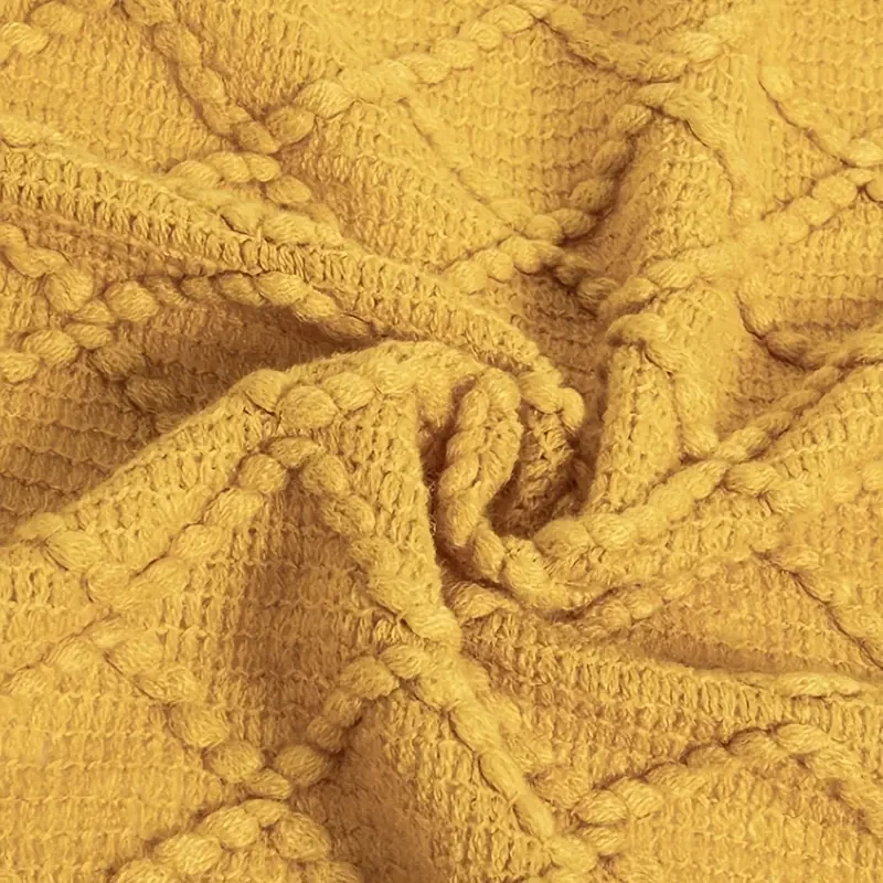 Cozy Yellow Nordic Sofa Throw Blanket