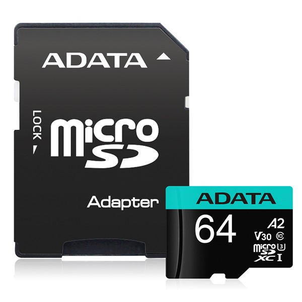 ADATA Premier Pro microSDXC UHS-I U3 A2 V30 Card with Adapter 64GB