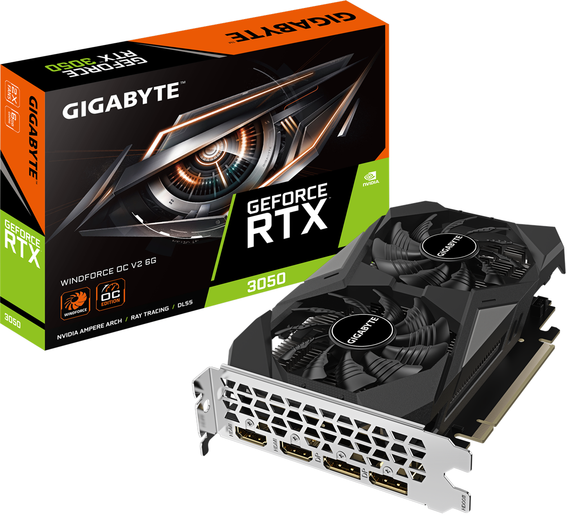 Gigabyte GV-N3050 Windforce OCV2-6GD RTX3050 6GB PCIE Graphics Card