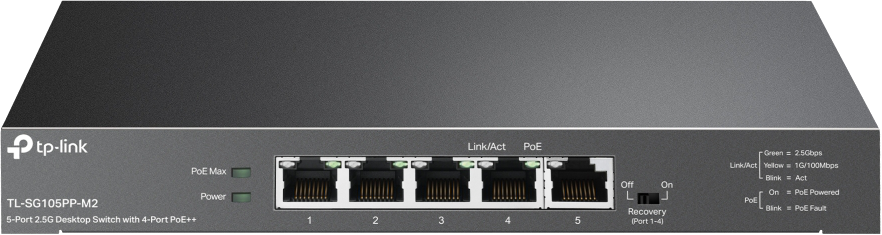 TP-Link SG105PP-M2 5 Port 2.5 Gigabit Switch Steel Case PoE