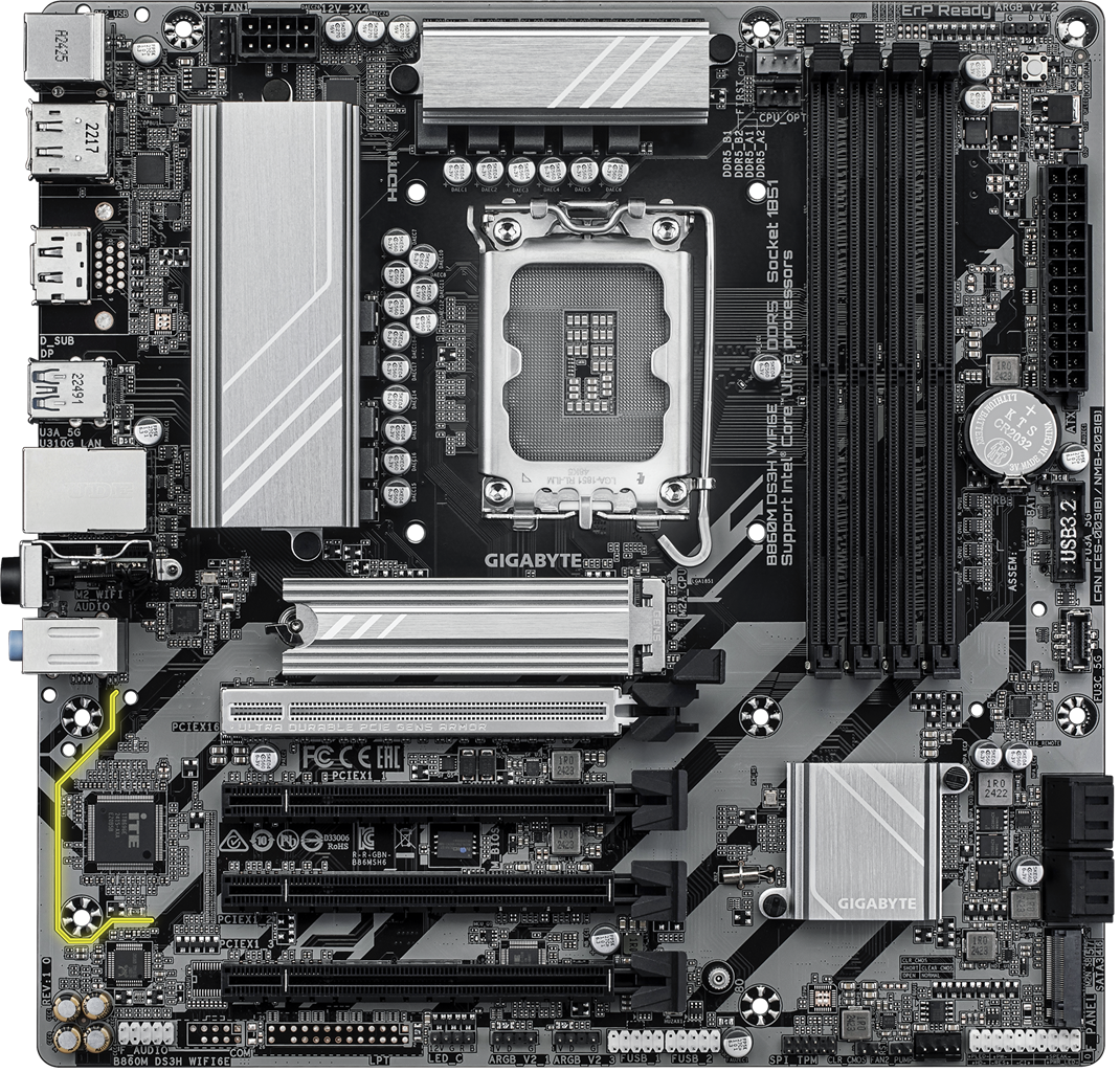 Gigabyte B860M DS3H WIFI6E mATX LGA1851 Motherboard